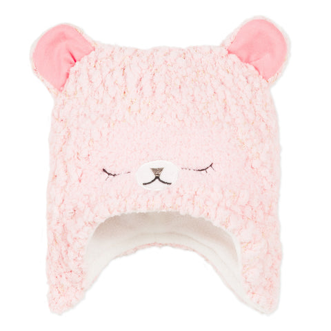 Pink Knit Hat with 3D Ears