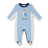 Footed Stripe Coverall with Puppy Feet