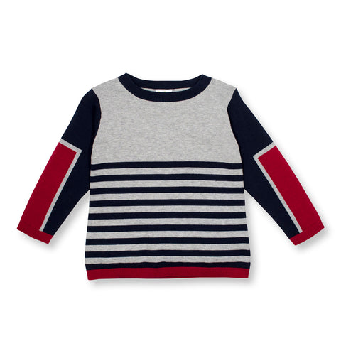Boys Solid and Strip Sweater