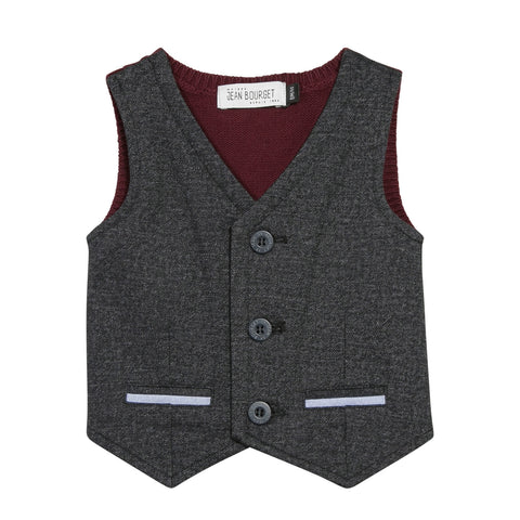 Boys Grey V-Neck Vest