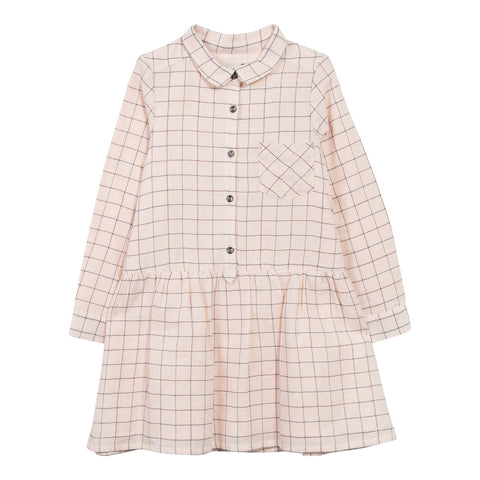 Peach Checked Shirt Dress