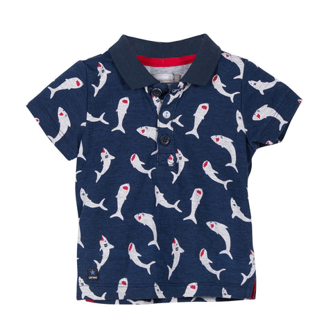 Sharks Print Jersey Polo Shirt