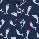 Sharks Print Jersey Polo Shirt