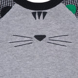 Knitted Cardigan With Cat Embroidered On Back