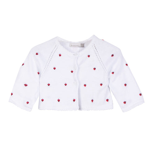 Knitted Cardigan with Strawberry Embroidery