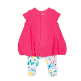 Baby Girls Crepe Bubble Dress + Printed Leggings