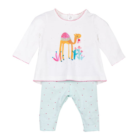 Baby Girls Printed T-shirt + Reversible Leggings Set