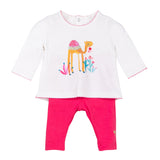 Baby Girls Printed T-shirt + Reversible Leggings Set