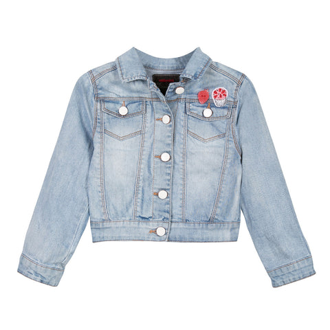 Bleached Denim Jacket with Patches