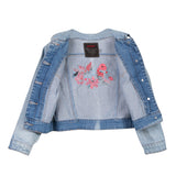 Bleached Denim Jacket with Patches