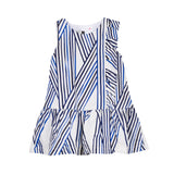 Girls Blue Striped Dress