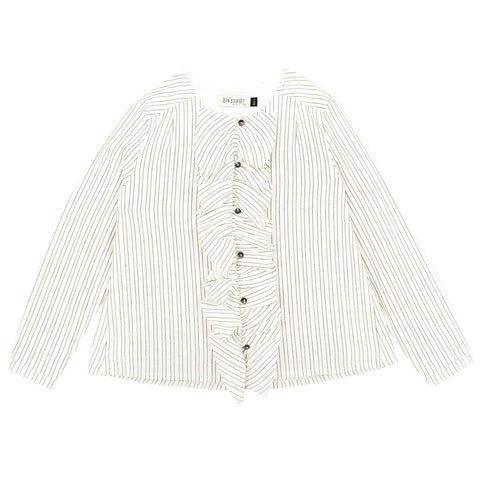 Girls Stripe Print Shirt with a Yoke