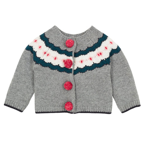 Baby Girls Multicolor Jacquard Knit Cardigan