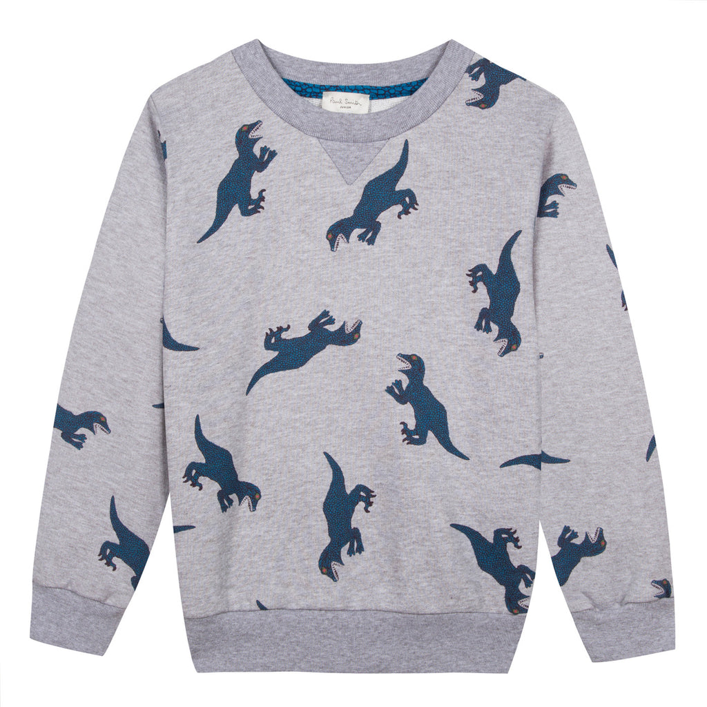 Boys Light Grey 'Dino' Print Sweatshirt