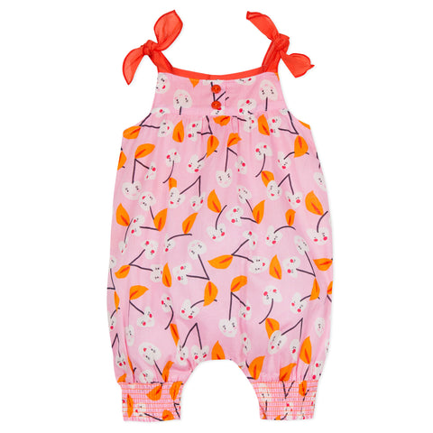 Baby Girls Cherry Printed Voile Jumpsuit