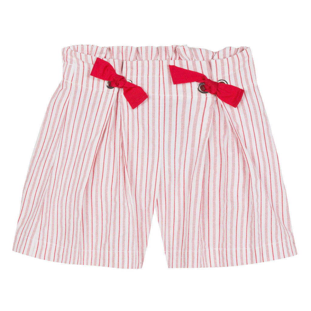 Girls Red Striped Shorts