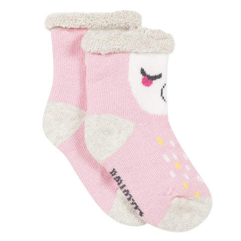 Baby Girls Pink Llama Jacquard Socks