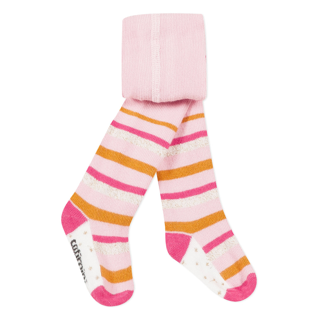 Baby Girls Pink Tights with Multicolored Stripes