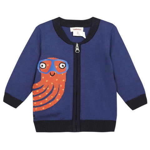 Boys Octopus Zipped Cardigan