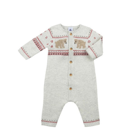 Baby Romper with Jacquard Detail