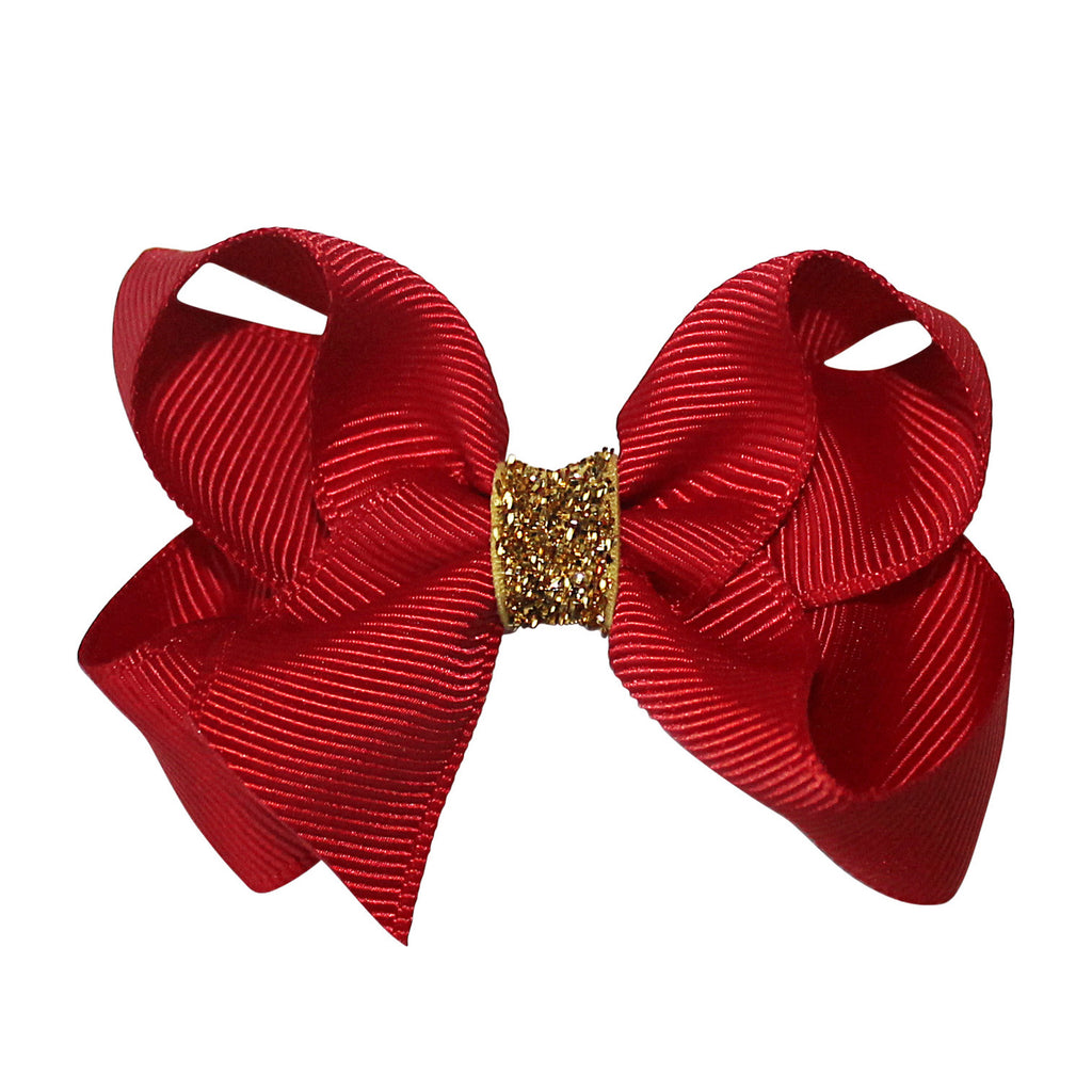 Girls Medium Boutique Bow - Christmas Glitter