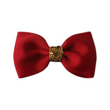 Girls Small Bowtie Bow - Christmas Glitter