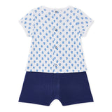 Baby Boys Blue Print Top with Attached Shorts