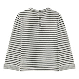 Baby Boys Long Sleeve Striped Tee with Fish Graphic