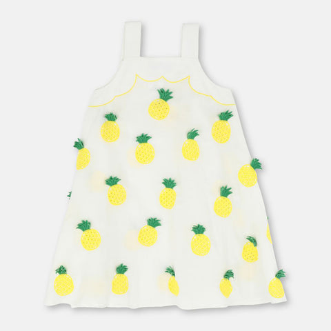 Girls Embroidered Pineapple Dress