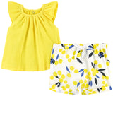 Baby Girls Gauze Top with Mimosa Print Shorts
