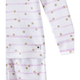 Girl's Pajamas with Stripes and Gold Polka Dot