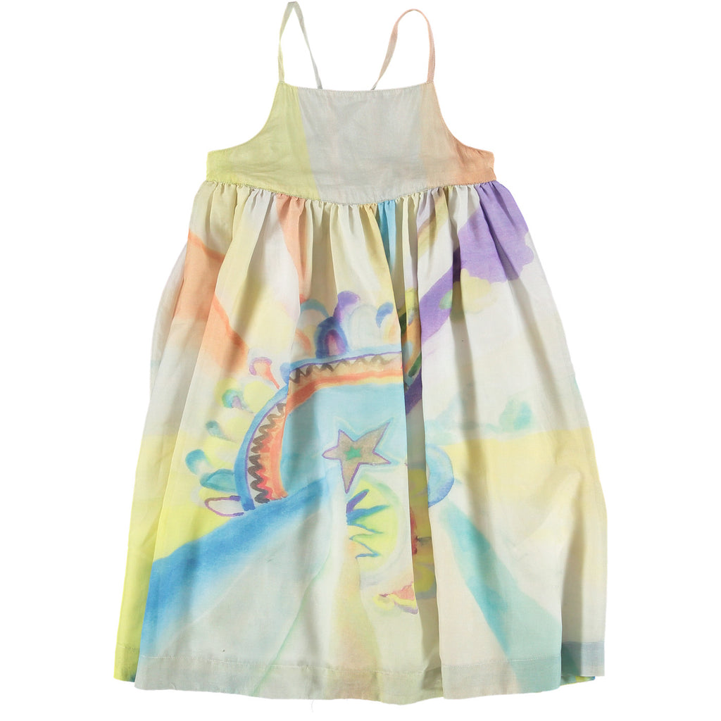 Pear Cross-Back Watercolor Print Dress