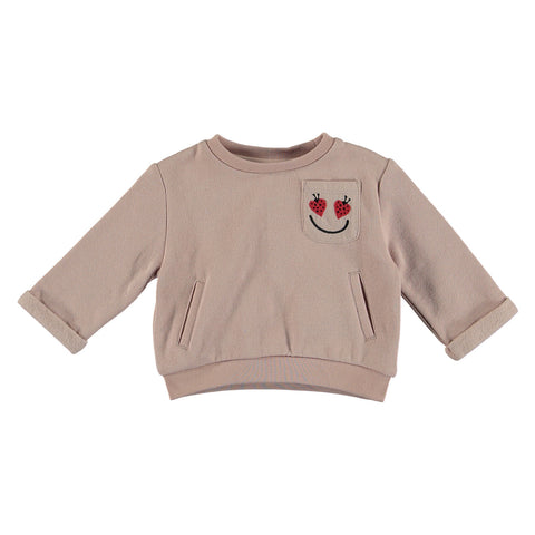 Baby Girl Sweatshirt with Ladybug Pocket
