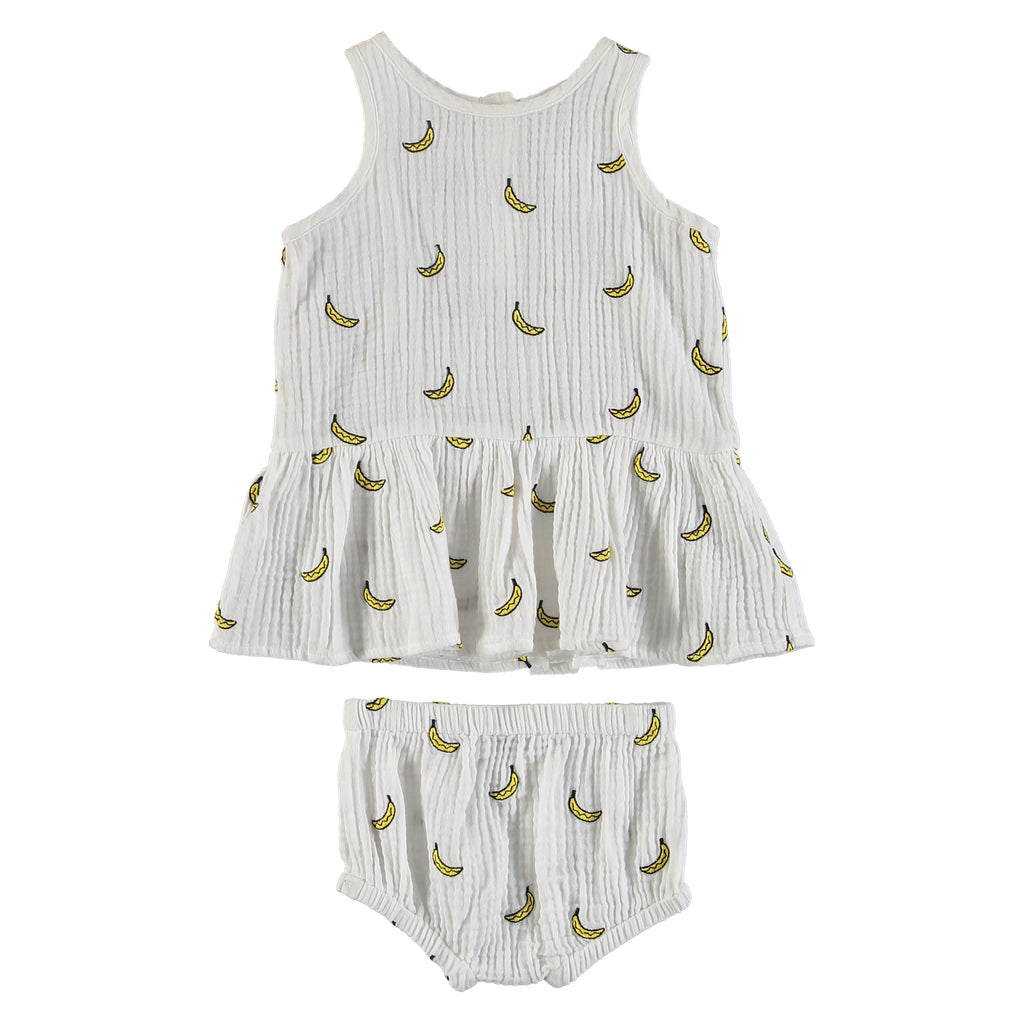 Baby Girls Embroidered Banana Dress and Bloomers Set