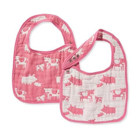 Jacquard Bibs Set - Farm Animal Pink