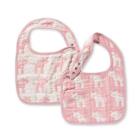 Jacquard Bibs Set - Unicorn Pink