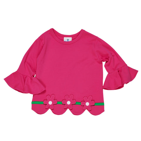 Girls Bright Pink Top with Flowers