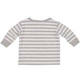 Boys Heather Grey Stripe Top with Appliqued Robot