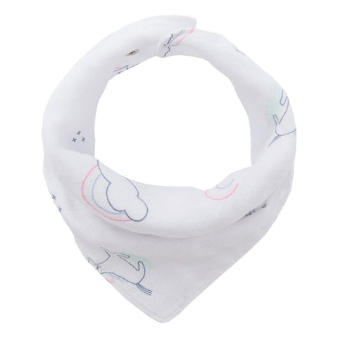 Bamboo Muslin Bandana Bib - Happy Unicorn