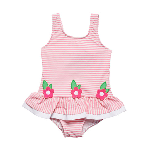 Pink Stripe Seersucker Swimsuit