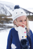 Fluffy Knitted Scarf with Pompoms