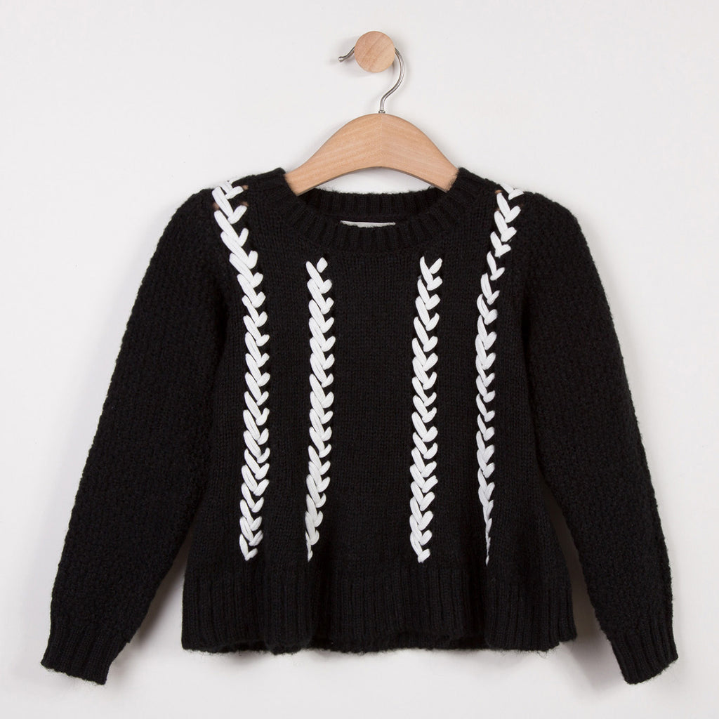 Chunky Knit Sweater with Embroidered Pattern