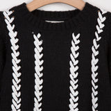 Chunky Knit Sweater with Embroidered Pattern