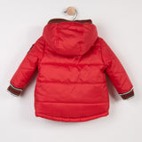 Baby Boys Red Coated Hooded Parka