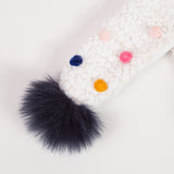 Fluffy Knitted Scarf with Pompoms