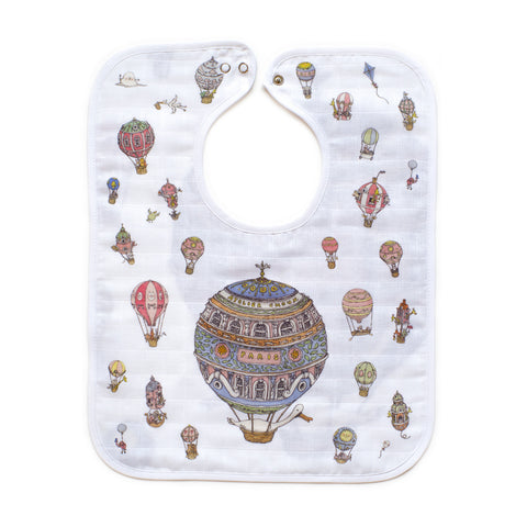 GOTS Certified Organic Large Bib - Hot Air Balloons