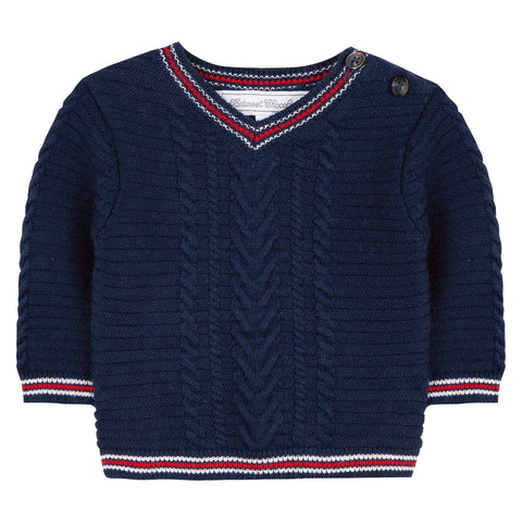 Navy Cable-Knit Sweater