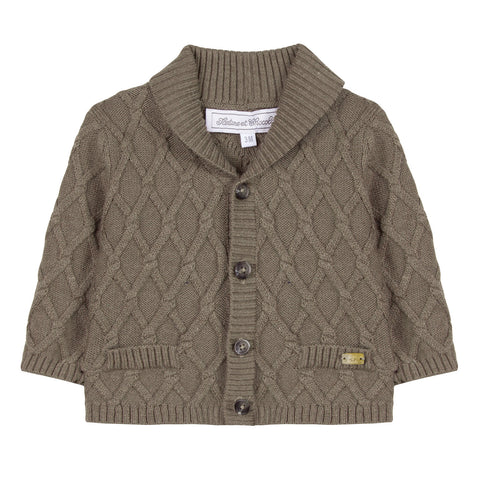 Brown Marl Cable-Knit Cardigan