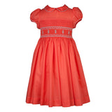 Girls Penelope Smock Dress-Coral