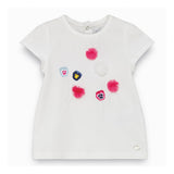 Baby Girls White Pompom T-shirt